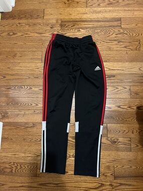 adidas Black Joggers with Red and White Stripe Accents